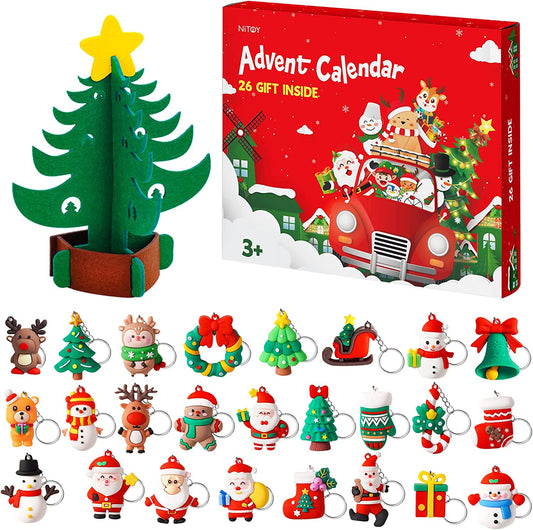 Advent 2022 Calendar 24 Days Christmas Countdown 25PCS Silicone Doll Key Rings