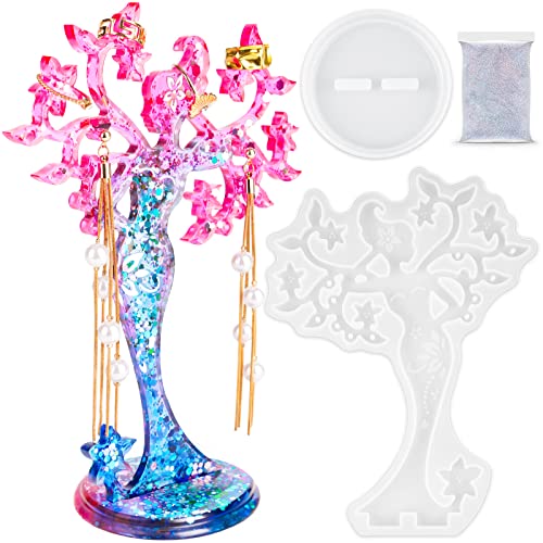Beauty Jewelry Holder Epoxy Resin Silicone Casting Mold Kit, 2PCS Earing Stand