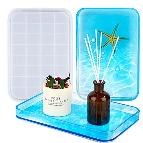 Epoxy Resin Mold Soft Silicone Kit 11.4"x7.9" Large Rectangle Rolling Serving