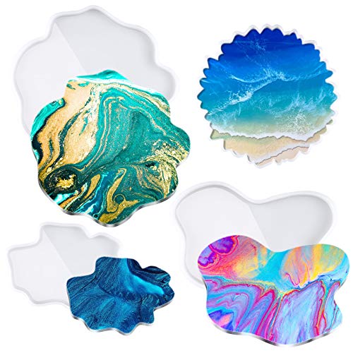 Silicone Molds Epoxy Resin DIY Casting Druzy Agate Geode Coaster 4PCS Irregula