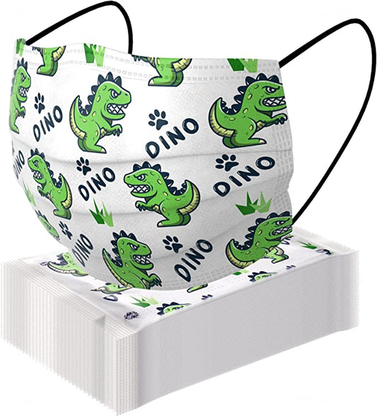 50PCS Kids Disposable Cute Print Single Wrapped Non-Woven Cartoon Angry Dinosaur