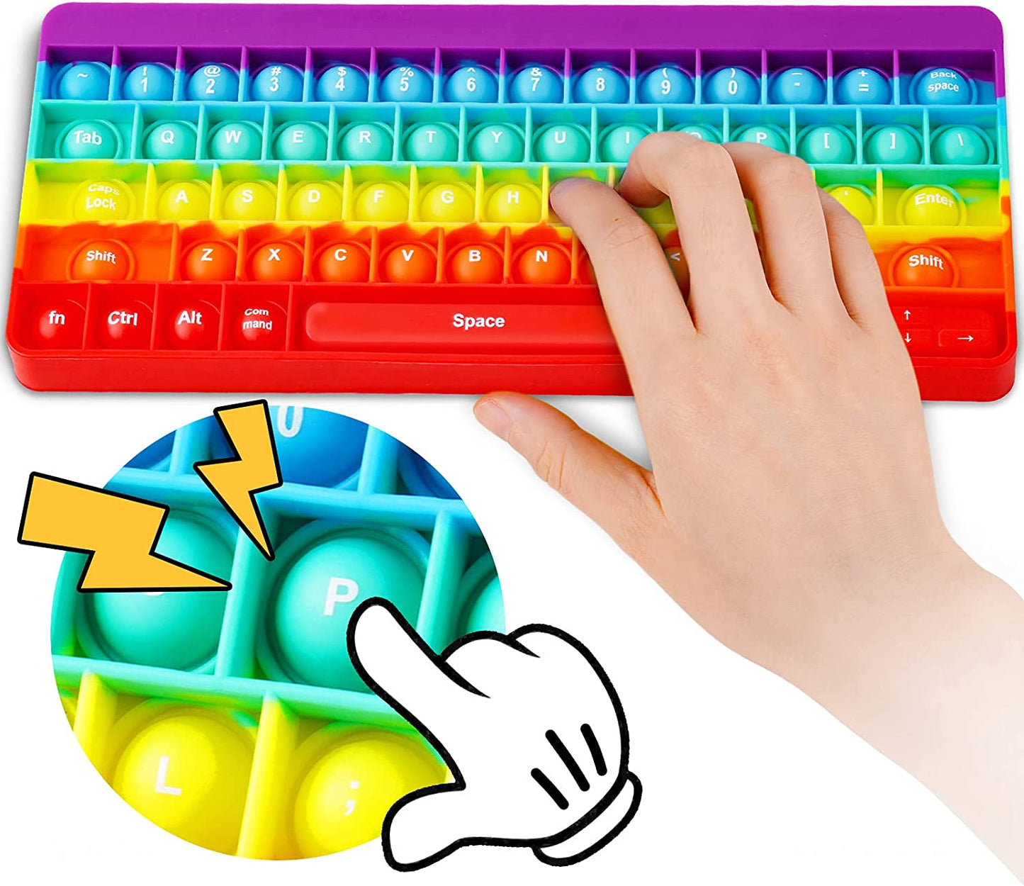 Pop Keyboard Silicone Bubble Popper Fidget Sensory Toy Big Size 10.4x4.1 Letters