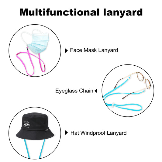 Elastic Lanyard Holder 5-Color Pack Adjustable Length Protective Braided Nylon