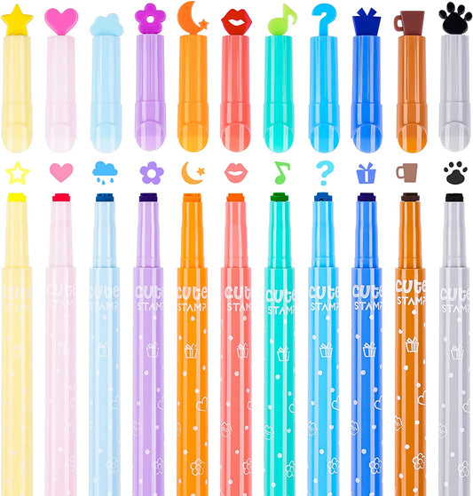 Stamp Highlighters Cute Candy Color Marker Pen 11PCS Mini Kawaii Novelty Stamper