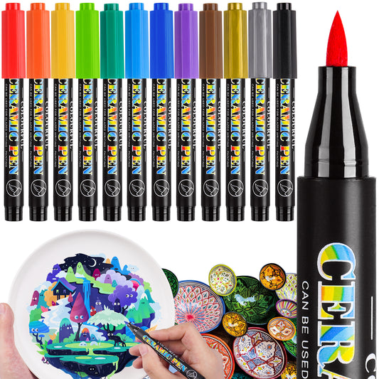 12 Colors Ceramic Markers Porcelain China Paint Fine Tip, Fine Tip Assorted Co