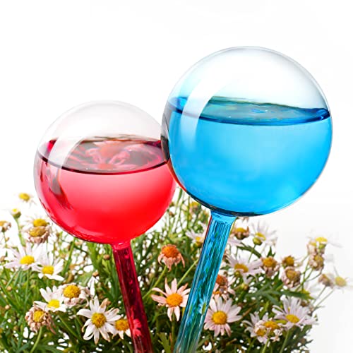 Self Watering Globes 2PCS Pink-Blue Gradient Glass Aqua Globes Automatic Waterer