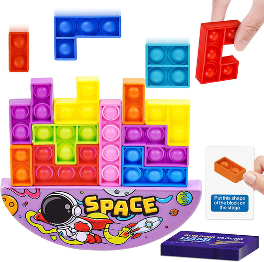 Pop Bubble Fidget Sensory Toy Silicone 3D Building Block Jigsaw Puzzle Game Toy