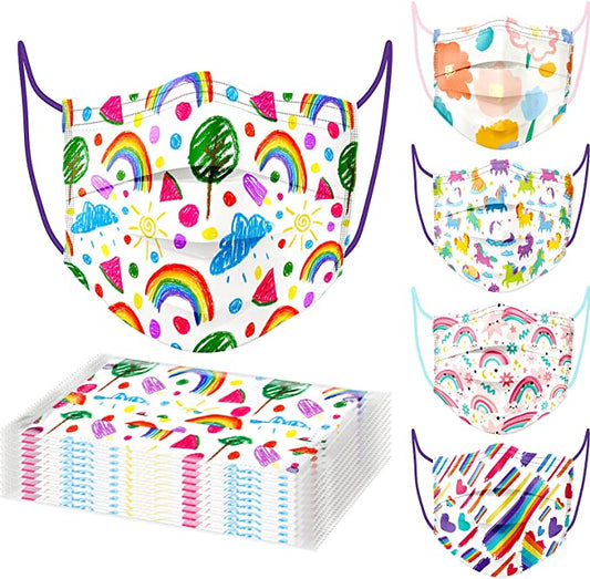 50PCS Kids Watercolor Rainbow Single Wrap Disposable Cute Unicorn Heart Flower