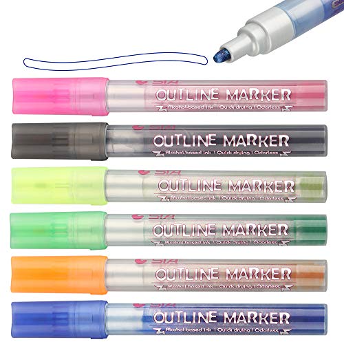 Magic Super-Squiggles Self-outline Metallic Markers, 3mm Tip STA Out-line Pen