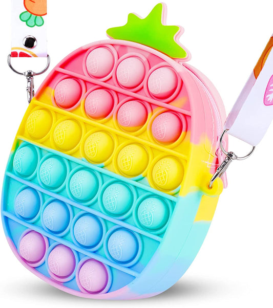 Pineapple Zipper Crossbody Bag Push Pop Bubble Fidget Sensory Toy Multifunction