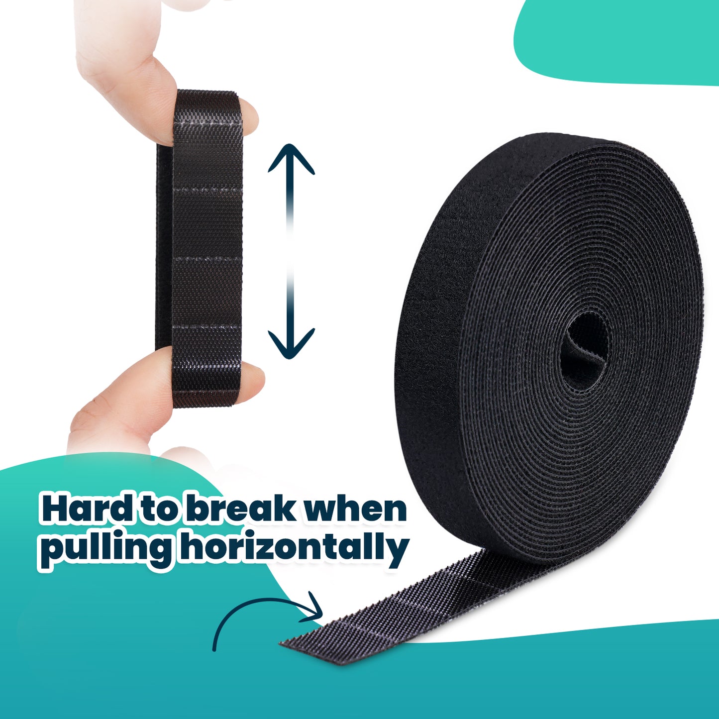 Easy Tear Self-Adhesive Nylon Cable Ties, 2 Rolls 0.59?”x16.4 FT Reusable Wire