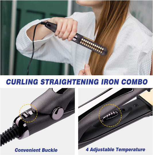 2-In-1 Hair Straightener Curler Professional Multi-Styler Flat Iron All Styles