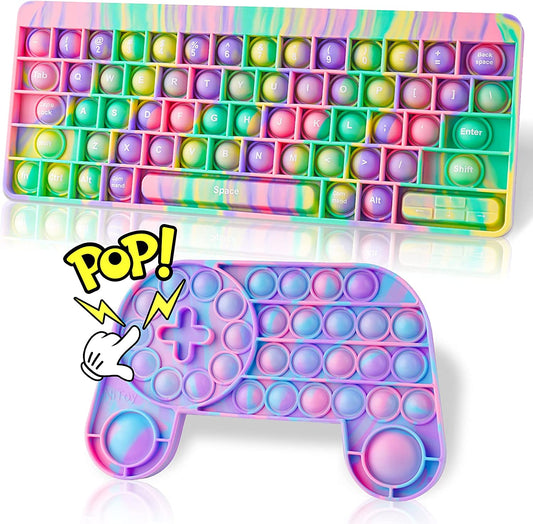 Large Bubble Game Console Silicone Pop Fidget Sensory Toy Controller + Keyboard