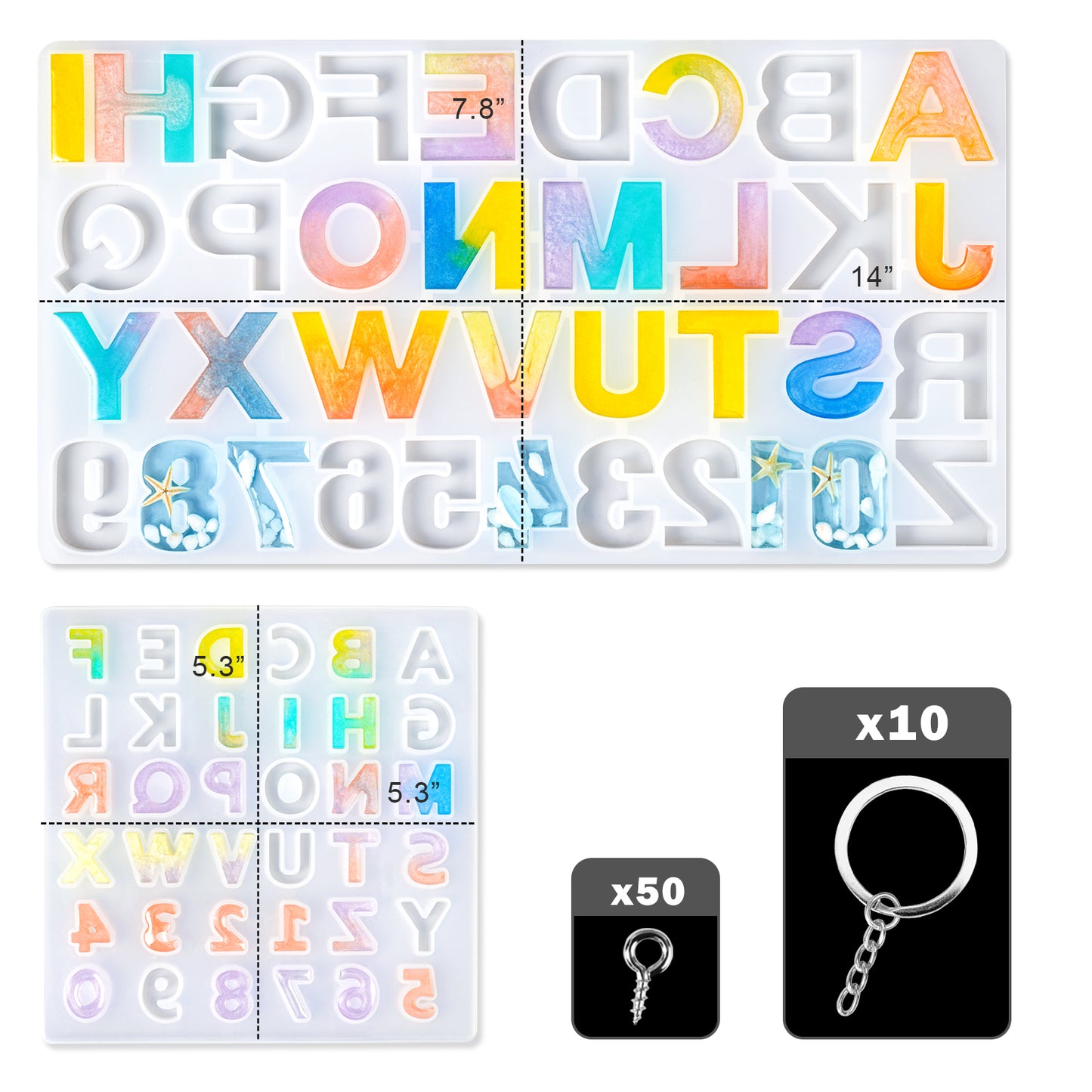 Epoxy Resin Silicone Molds DIY Casting 3D Backward Number Alphabet Reversed Le