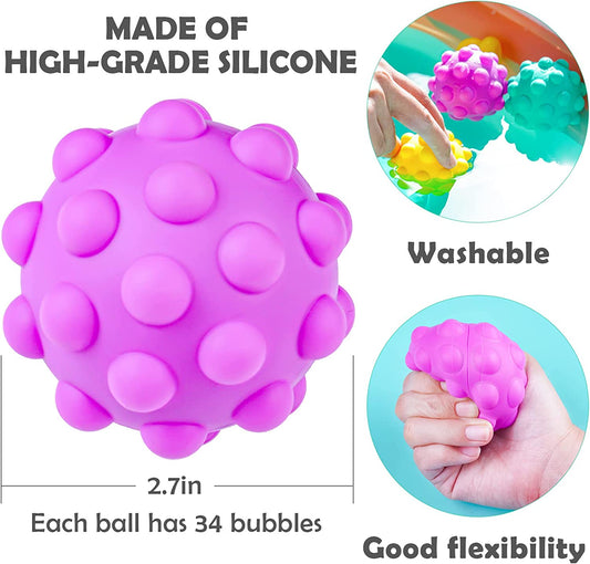 Pop Bubble Fidget Ball Sensory Toy 3PCS Interactive 3D Bounce Ball Stress Reduce