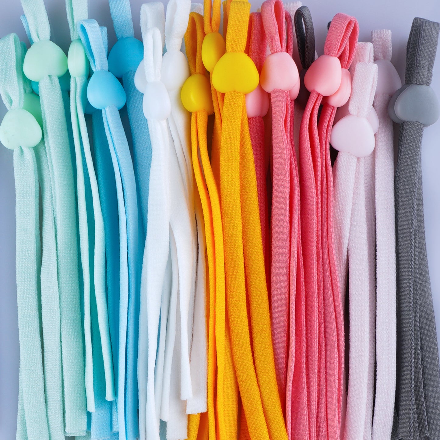 [70PCS Ear Loops+40PCS Metal Strips] 7 Colors Precut 1/5?” Wide 4" Long Elastic