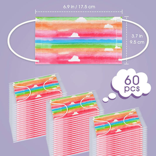 60PCS Disposable Adult Unisex Rainbow Watercolor Cloud Pattern Individually Wrap