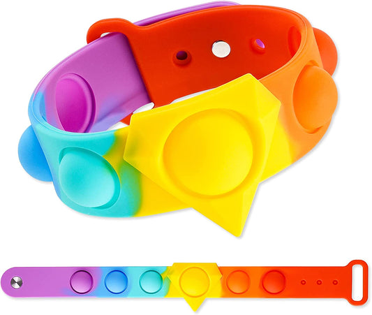 Push Pop Bubble Wristband Fidget Sensory Toy Rainbow Wearable Hand Watchband