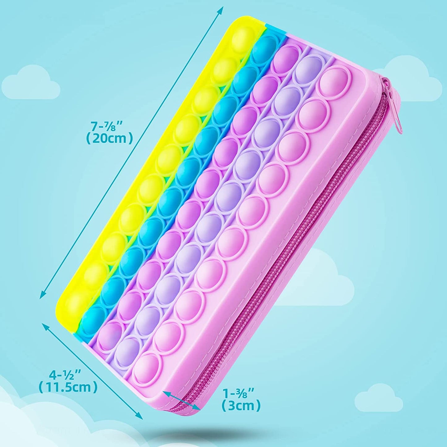 Push Pop Bubble Fidget Sensory Toy Makeup Bag Stationery Storage Tie-Dye Purple