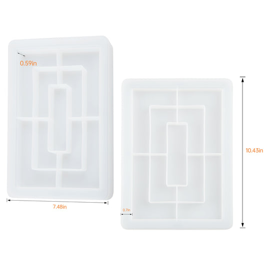 DIY Epoxy Resin Casting Silicone Mold Large Rectangle Rolling Tray with Wider