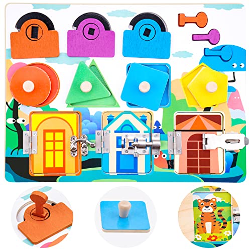 Busy Board Wooden Montessori Activity Sensory Toy Kids 3+, Locks & Latches