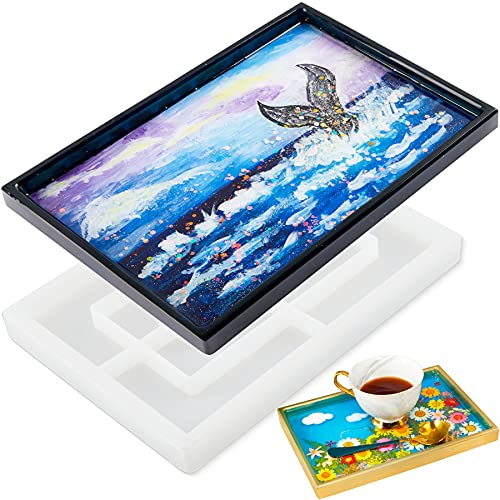 Resin Casting Art Serving Tray Mold for Large Rectangle Rolling Tray with Edge