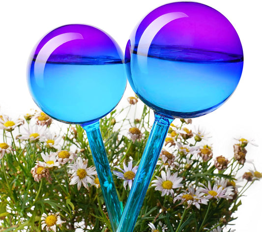 Self Watering Globes 2PC Blue Purple Gradient Glass Aqua Automatic Plant Waterer