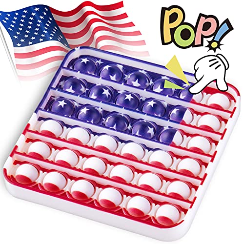 Fidget Pack American Flag Pop Fidget Toy Square Silicone Sensory Bubble Game