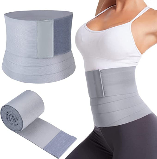 Quick Snatch Bandage Wrap 10CM Waist Trimmer Lumbar Support Trainer 13ft/4m Grey