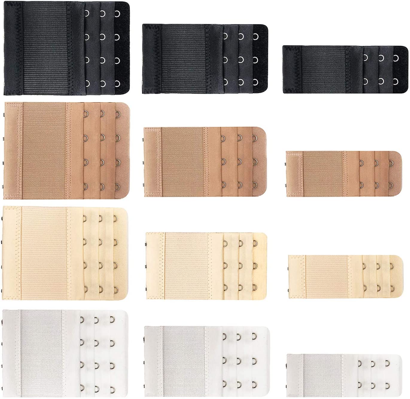 Flexible Bra Extender Strap 12-Pack 2/3/4 Hooks Adjustable Bra Strap