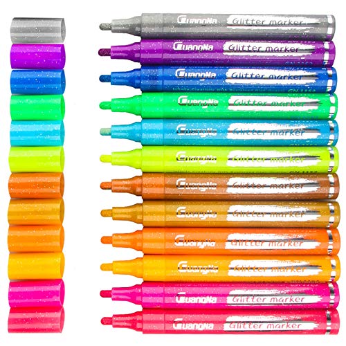 [12 Color] Glitter Markers, Art Glitter Paint Markers Water-Based Shimmer Marker