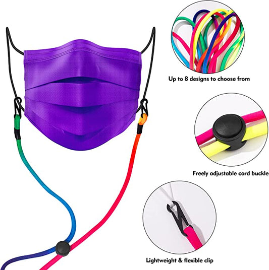 8PCS 13" Long Universal Round Elastic Nylon Lanyard Holder with Sliding Cor