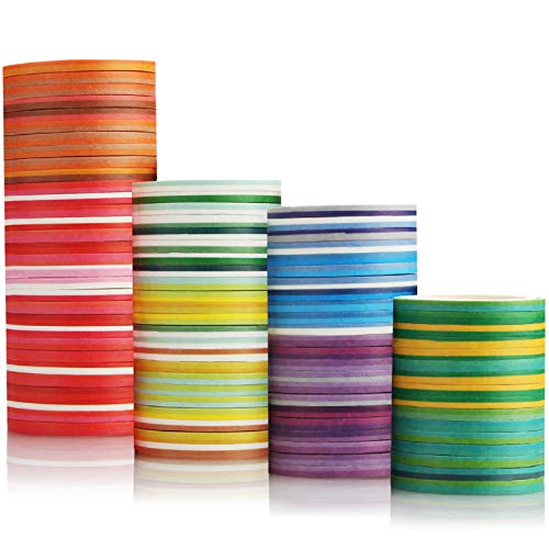 [60 Rolls] Random Assorted Colors 0.3 cm/0.12 inch Wide Colorful Washi Tapes