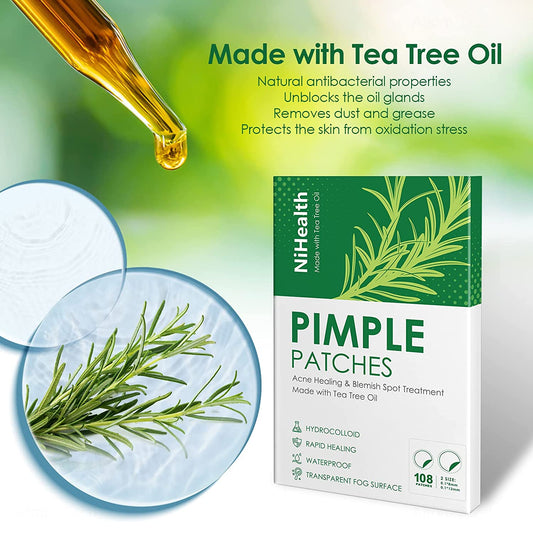 Tea Tree Oil Acne Pimple Patch 108PCS Absorb Hydrocolloid Spot Treat Heal Fast