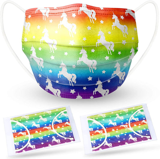 Kid 60PCS Disposable Gradient Rainbow Color Unicorn Star Pattern Individual Wrap