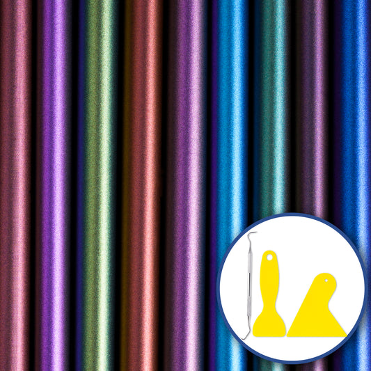 Heat Transfer Vinyl Iron-On 12PCS 9.8"X12" PU HTV Sheets 9 Chameleon Gradient