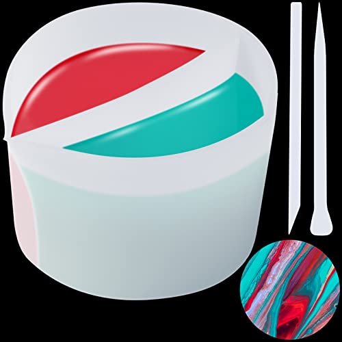Split Cup Silicone Pouring Tool for Acrylic Paint Epoxy Resin with 2PCS Silico