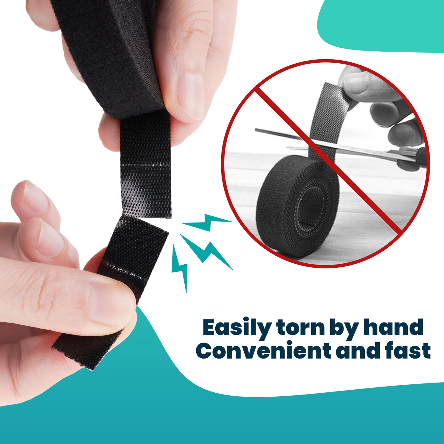 Easy Tear Self-Adhesive Nylon Cable Ties, 2 Rolls 0.59?”x16.4 FT Reusable Wire