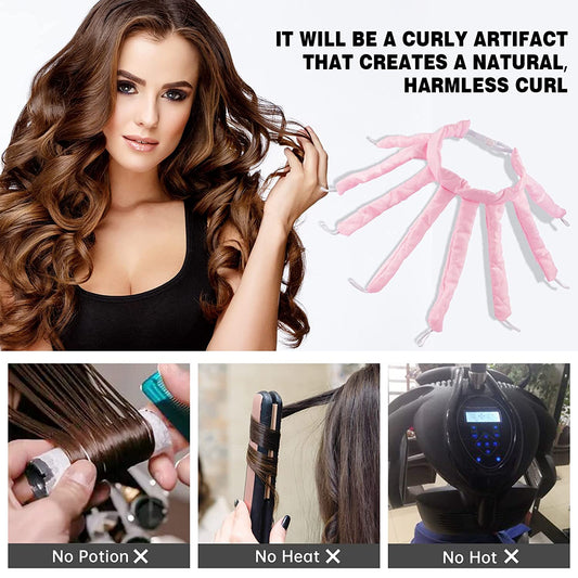 Heatless Hair Curling Rod Headband for Sleep Overnight No Heat Design Adjustable