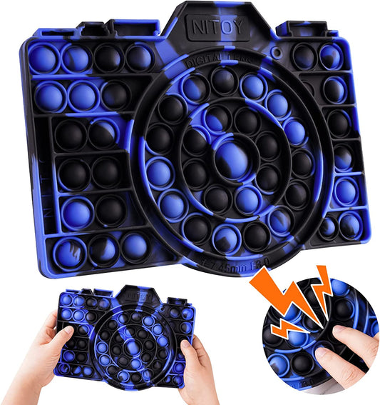 Large Camera Pop Bubble Fidget Toy Silicone Sensory Game Board Stress Reducer