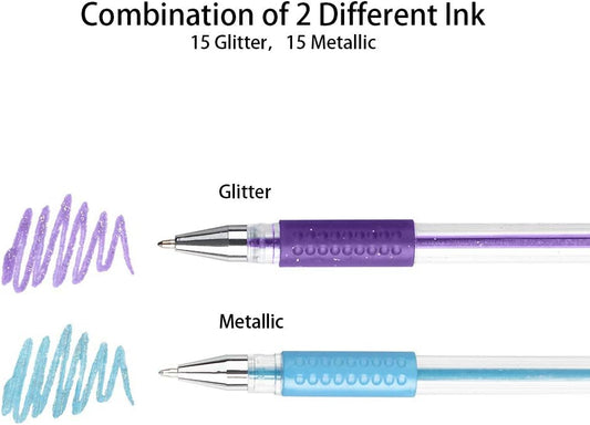 [30 Colors] Glitter Gel Pens Set Colored Pen Ballpoint Art Marker Set for Kid
