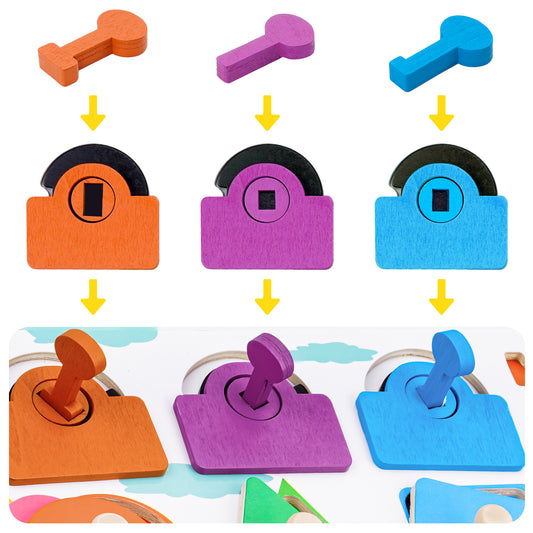 Busy Board Wooden Montessori Activity Sensory Toy Kids 3+, Locks & Latches