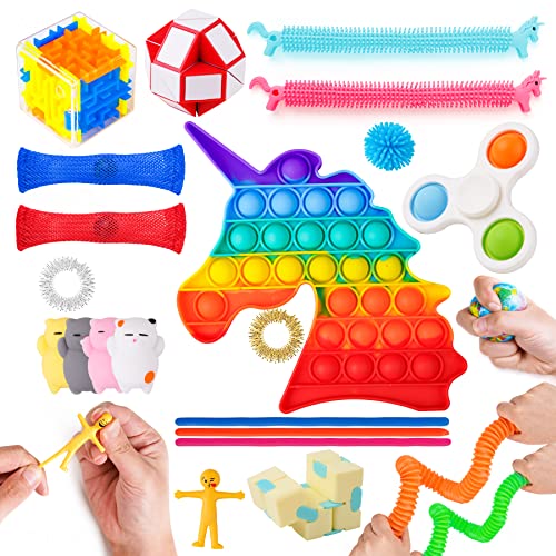 25PCS Fidget Toy Variety Pack, Assorted Sensory Hand Fidget Toy Bundle Set Str