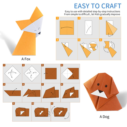 Origami Paper Book 150 Sheets 6"x6" 50 Colors Single-Sided & Double-Sided Kit