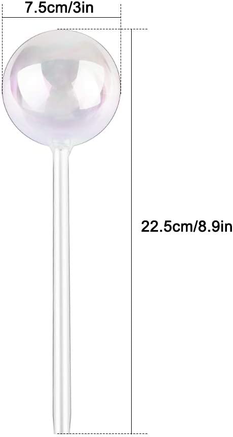Light Iridescent Rainbow Gradient Clear Glass Self-Watering System Spikes 2PCS