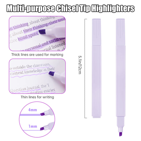 Chisel Tip Highlighter Marker Pens, 12 Mild Pastel Colors Water-Based Ink Quic