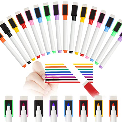 16-Pack Magnetic Dry Erase Markers 8 Colors Low Odor White Board Markers with