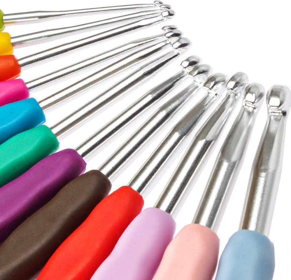 [2mm - 8mm] Crochet Hooks Set Extended Length, Ergonomic Anti-Slippery Handle