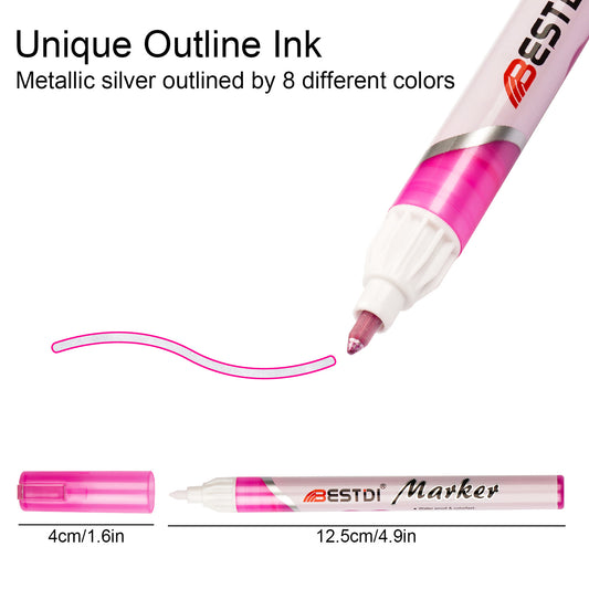 Super Squiggles Self-outline Marker Pens,Outline Metallic Pen Double Line Marker