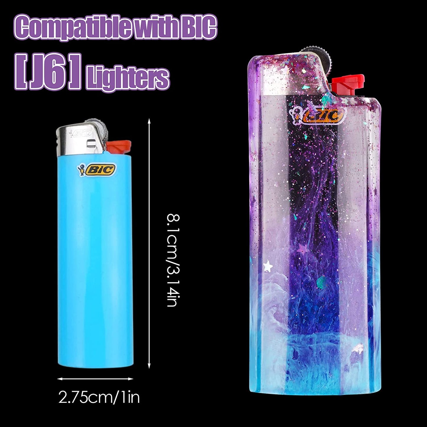 NiArt 2PCS Lighter Case Resin Silicone Mold for BIC Classic/Full/Maxi/Regular/J6
